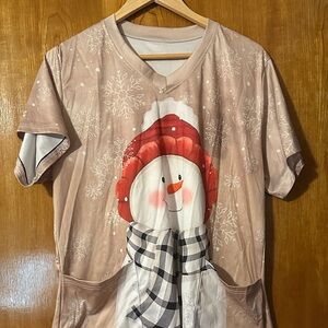 Snowman women’s scrub top